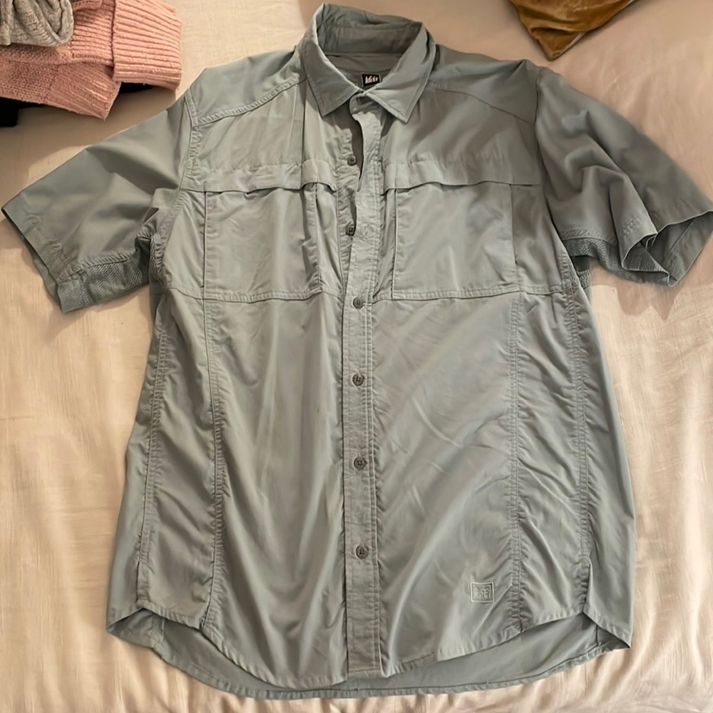 Green REI fishing shirt, size medium
